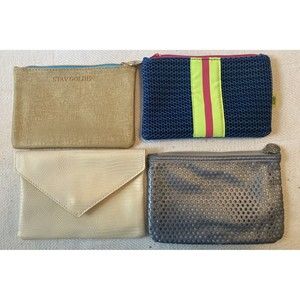 Ipsy Glam Makeup/travel bags (set of 4) Stay Golden, Faux Alligator, Purple,Blue